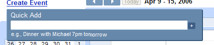 the quick add calendar box